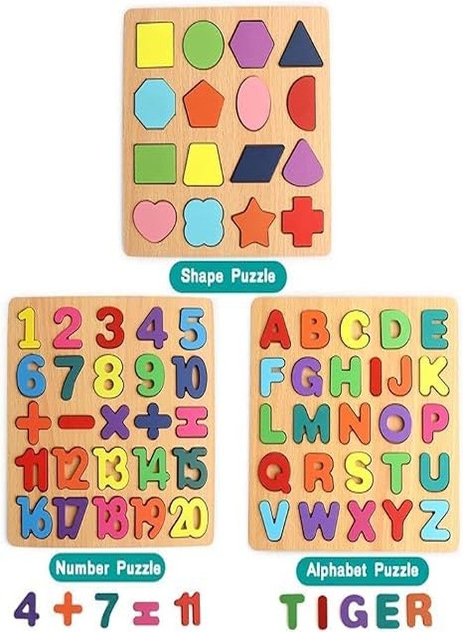AESTROKE 3Set Wooden Puzzle Shapes Wooden Puzzle,Kids Toys for 2-5 Years Boy and Girl, ABCD Puzzle Games Activity Toys for Montessori Children Toddler (Pack of 3) - Image 5